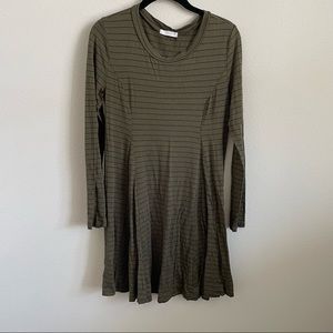 striped a line long sleeve dress